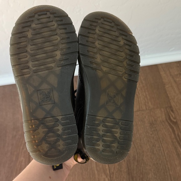 Dr. Martens Black Lace-Up Boots with Yellow Stitching - Size 13 - Picture 8 of 10